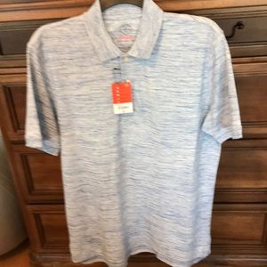 Light blue multi color size L two button down mens short  sleeve shirt .